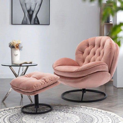 Accent chair TV Chair Living room Chair Pink sofa with Ottoman