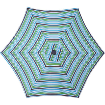 Outdoor Patio 8.7-Feet Market Table Umbrella with Push Button Tilt and Crank, Blue Stripes With 24 LED Lights[Umbrella Base is not Included]