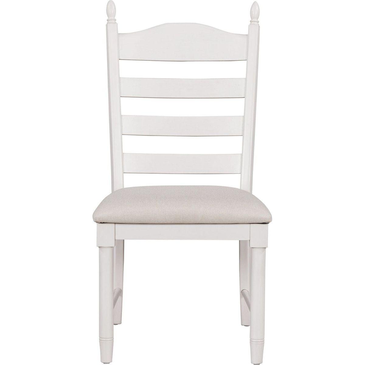 5-Piece Retro Functional Dining Table Set Wood Round Extendable Dining Table and 4 Upholstered Dining Chairs (Antique White) - Streamdale Furniture