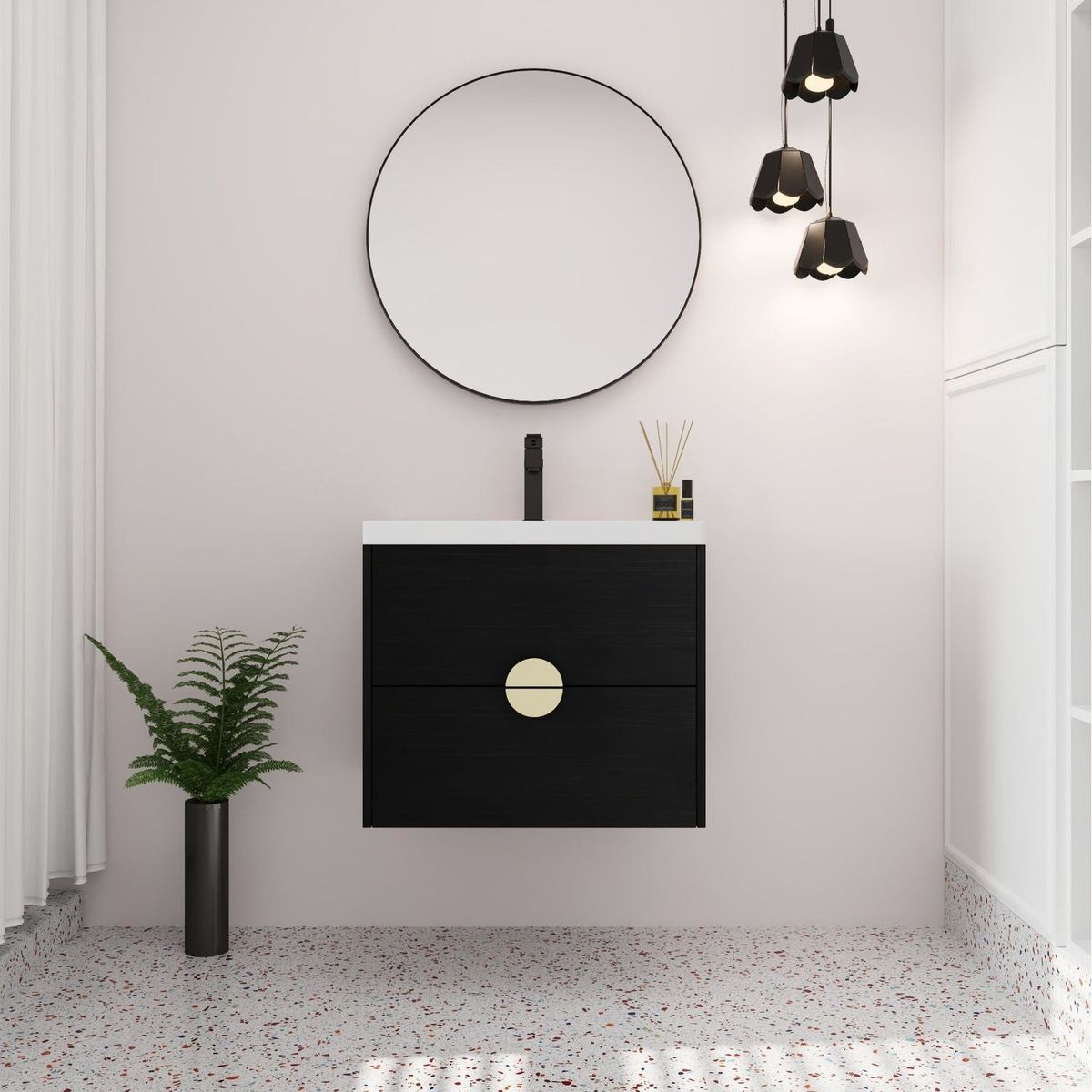 24 Inch Wall-Mounted Bathroom Vanity With Sink, For Small Bathroom (KD-Packing)