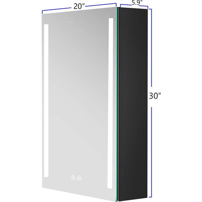 30x20 inch LED Bathroom Medicine Cabinet Surface Mounted Cabinets With Lighted Mirror