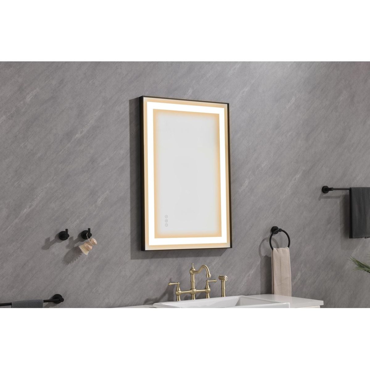 36x24 LED Lighted Bathroom Wall Mounted Mirror with High Lumen+Anti-Fog Separately Control