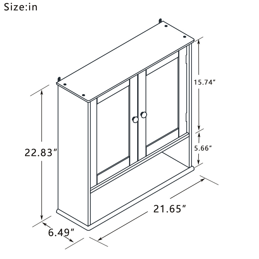 Bathroom Wall Cabinet with Doule Mirror Doors and Shelvs