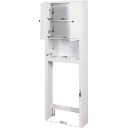 Bathroom Wooden Storage Cabinet Over-The-Toilet Space Saver with a Adjustable Shelf 23.62x7.72x67.32 inch