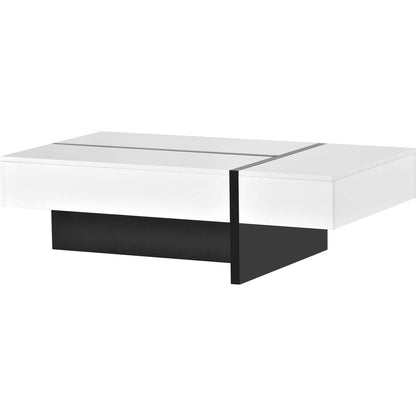 Contemporary Rectangle Design Living Room Furniture, Modern High Gloss Surface Cocktail Table, Center Table for Sofa or Upholstered Chairs5.2x25.5x13.7in