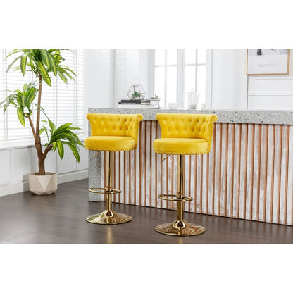 Swivel Bar Stools Set of 2 Adjustable Counter Height Chairs with Footrest for Kitchen, Dining Room 2PC/SET