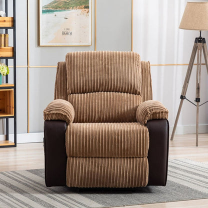 Brown Fabric Recliner Chair Theater Single Recliner Thick Seat and Backrest, suitable for living room, side bags Electric sofa chair, electric remote control.The angle can adjust freely