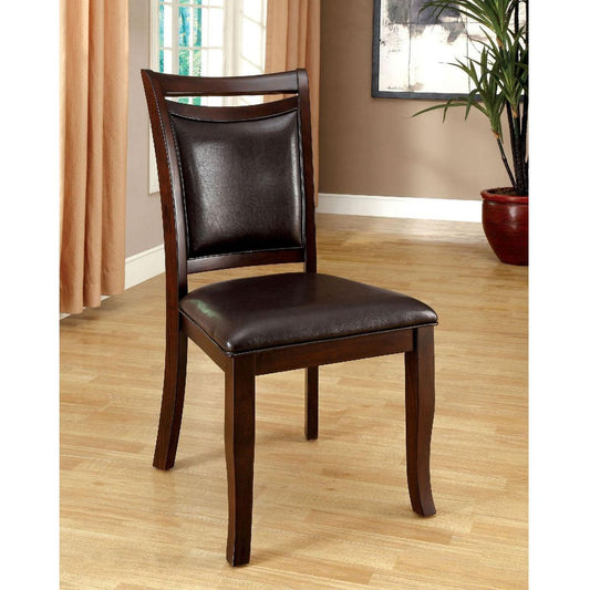 Transitional Dining Room Side Chairs Set of 2 Chairs only Dark Cherry / Espresso Padded Leatherette Seat