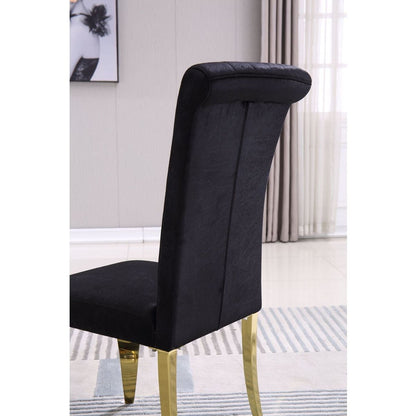 Modern Velvet Dining Chairs Set of 2, Upholstered Accent Armless Chairs with Stripe Backrest