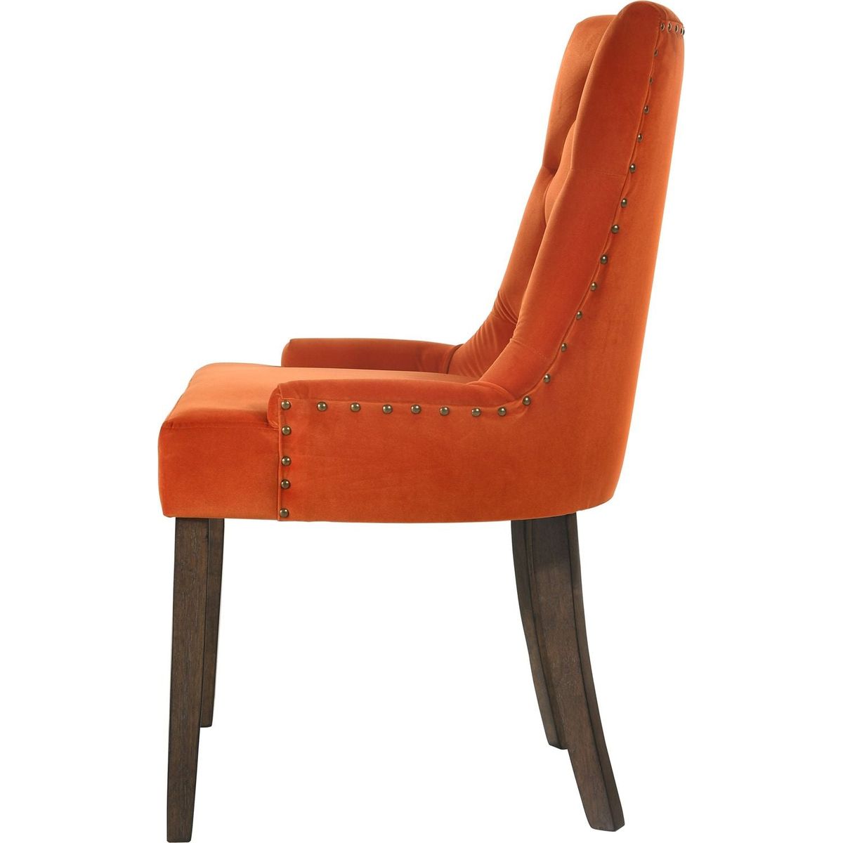 Farren Side Chair, Orange Velvet & Espresso Finish