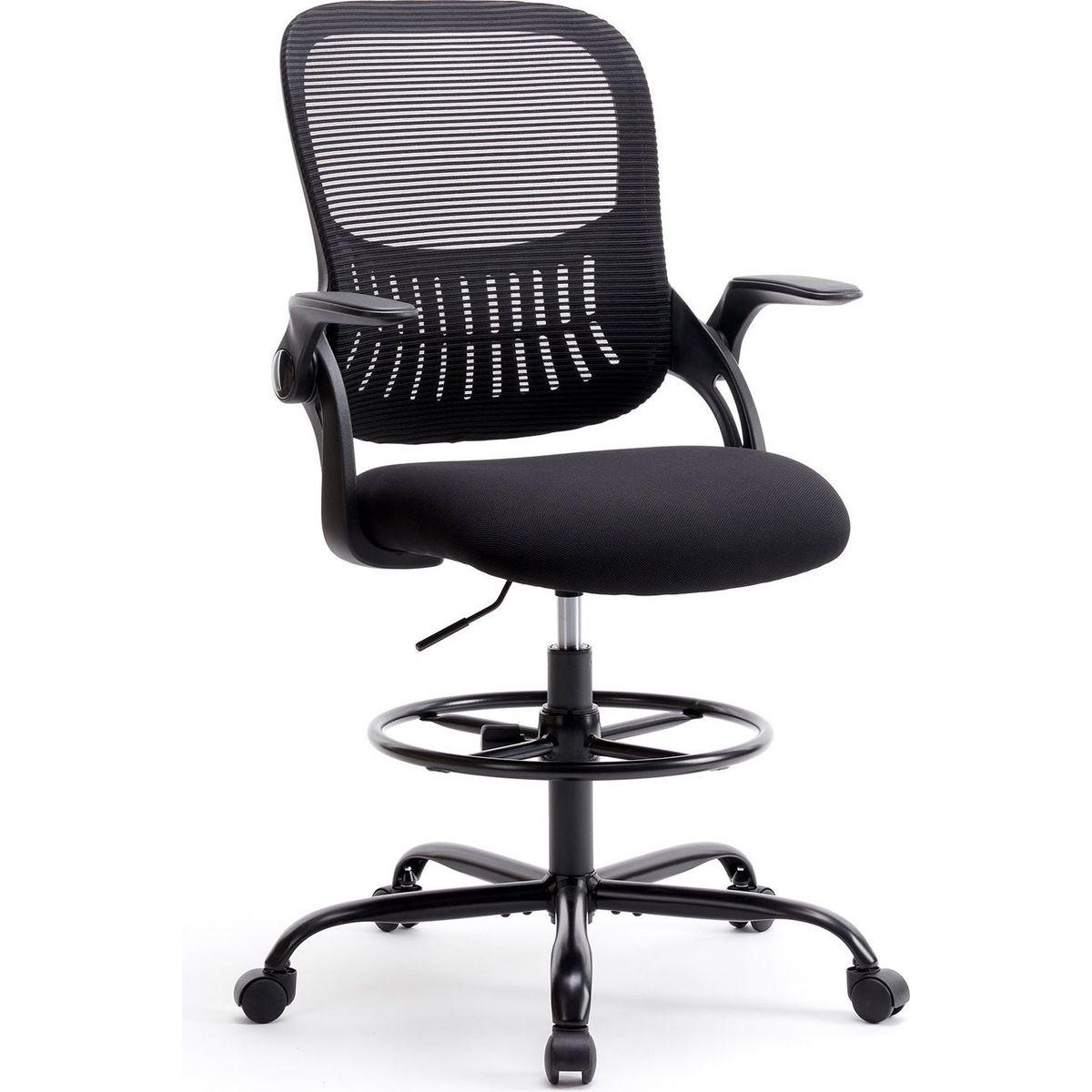 Drafting Tall Office Chair Ergonomic High Desk Chair with Flip-up Armrests