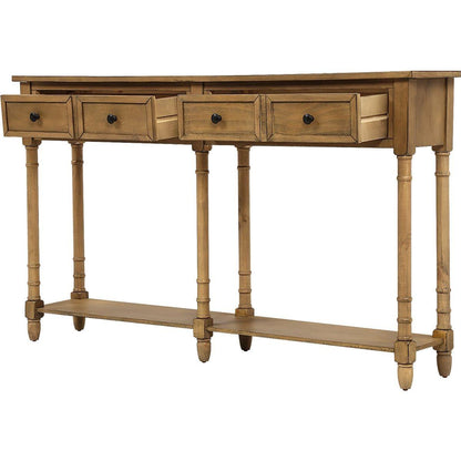 Console Table Sofa Table Easy Assembly with Two Storage Drawers and Bottom Shelf for Living Room, Entryway