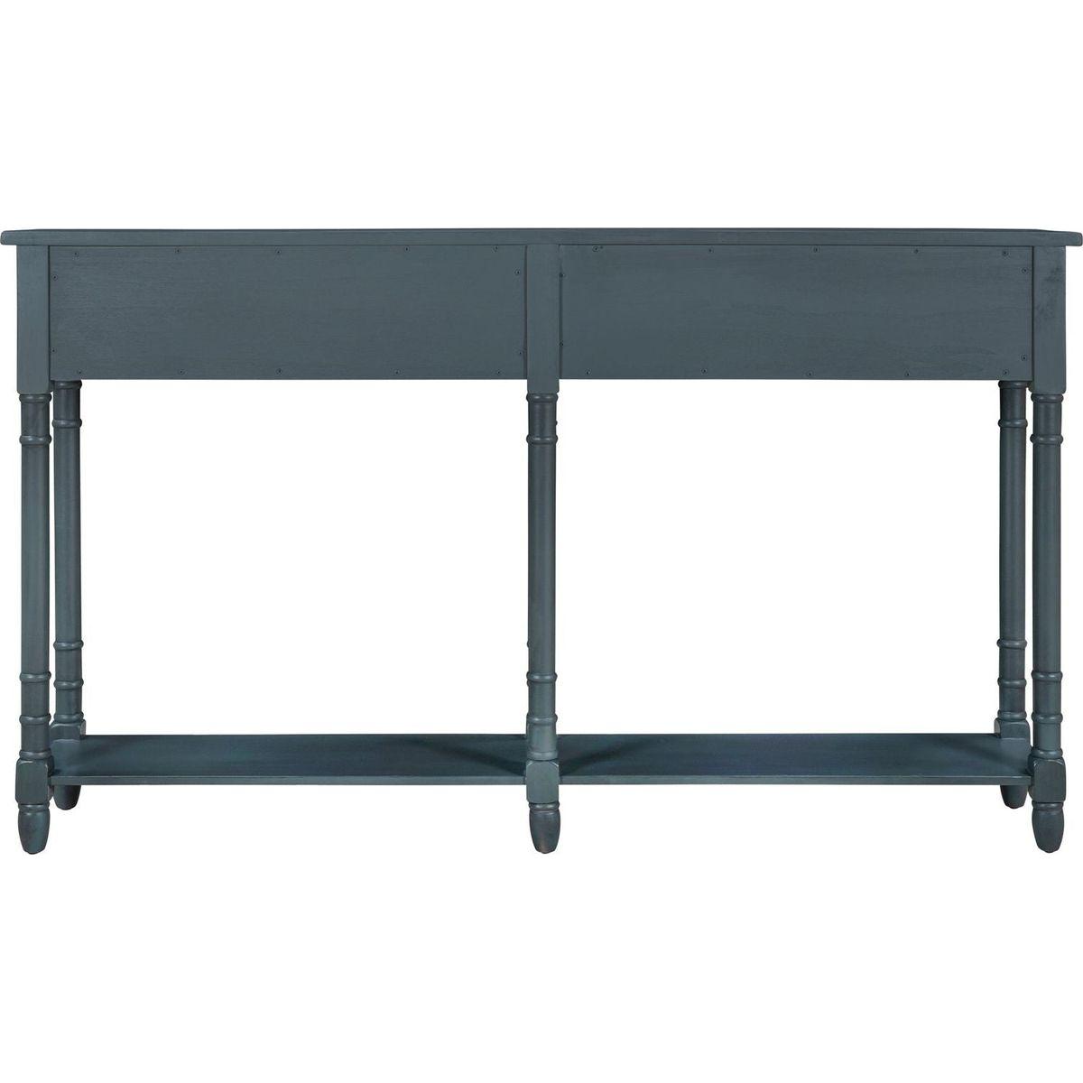 Console Table Sofa Table Easy Assembly with Two Storage Drawers and Bottom Shelf for Living Room, Entryway (Antique Navy)