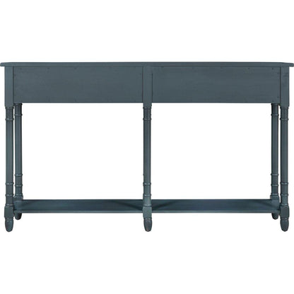 Console Table Sofa Table Easy Assembly with Two Storage Drawers and Bottom Shelf for Living Room, Entryway (Antique Navy)