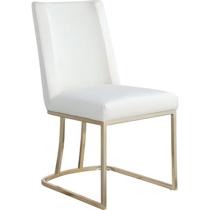 Dining Chairs, Velvet Upolstered Side Chair, Gold Metal Legs (Set of 2) - White