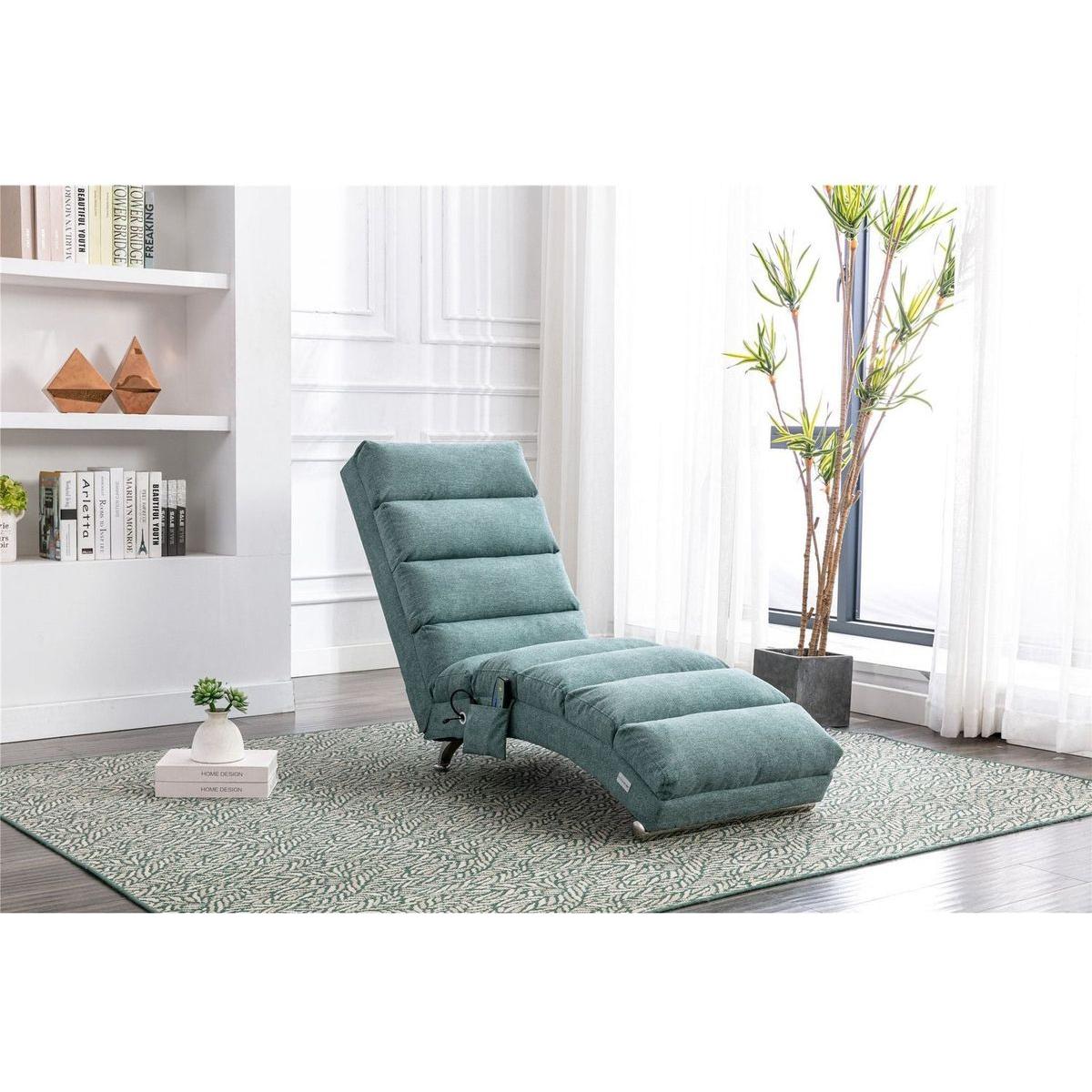 Linen Chaise Lounge Indoor Chair, Modern Long Lounger for Office or Living Room