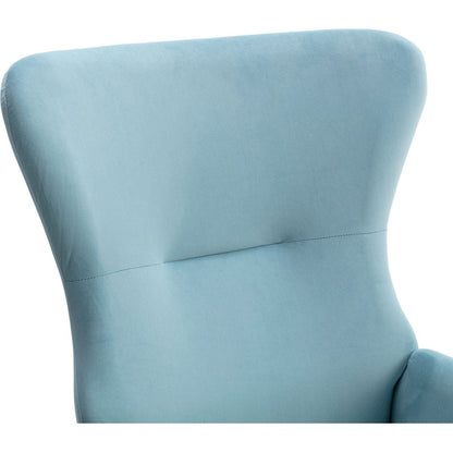 Velvet Fabric Padded Seat Rocking Chair With High Backrest And Armrests