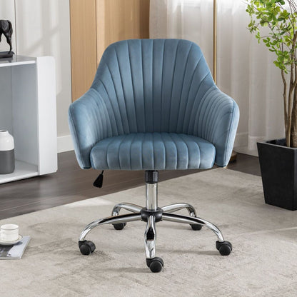 New -Modern home office leisure chair with adjustable velvet height and adjustable casters (LIGHTBLUE)