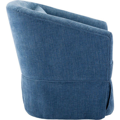 degree Swivel Accent Armchair Linen Blend Blue