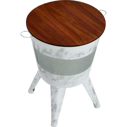 Farmhouse Rustic Distressed Metal Accent Cocktail Table with wood top-WHT, Set of 2