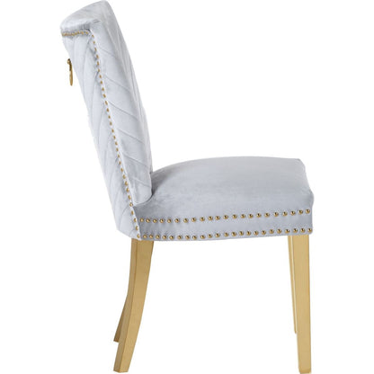 Eva 2 Piece Gold Legs Dining Chairs Finished with Velvet Fabric in Silver