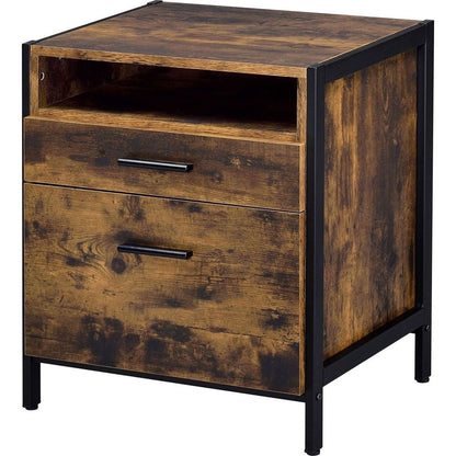 Juvanth Nightstand in Rustic Oak & Black Finish