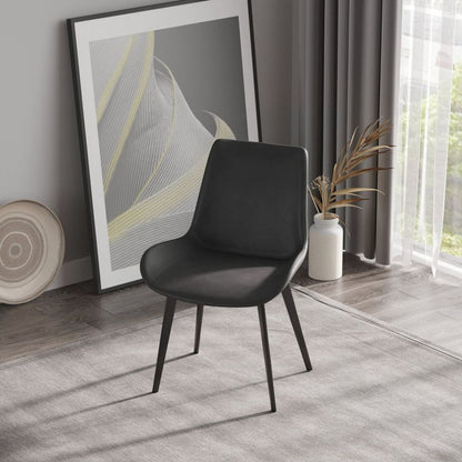 Modern Dining Chair Living Room Black Metal Leg Dining Chair-Grey-4pcs/ctn