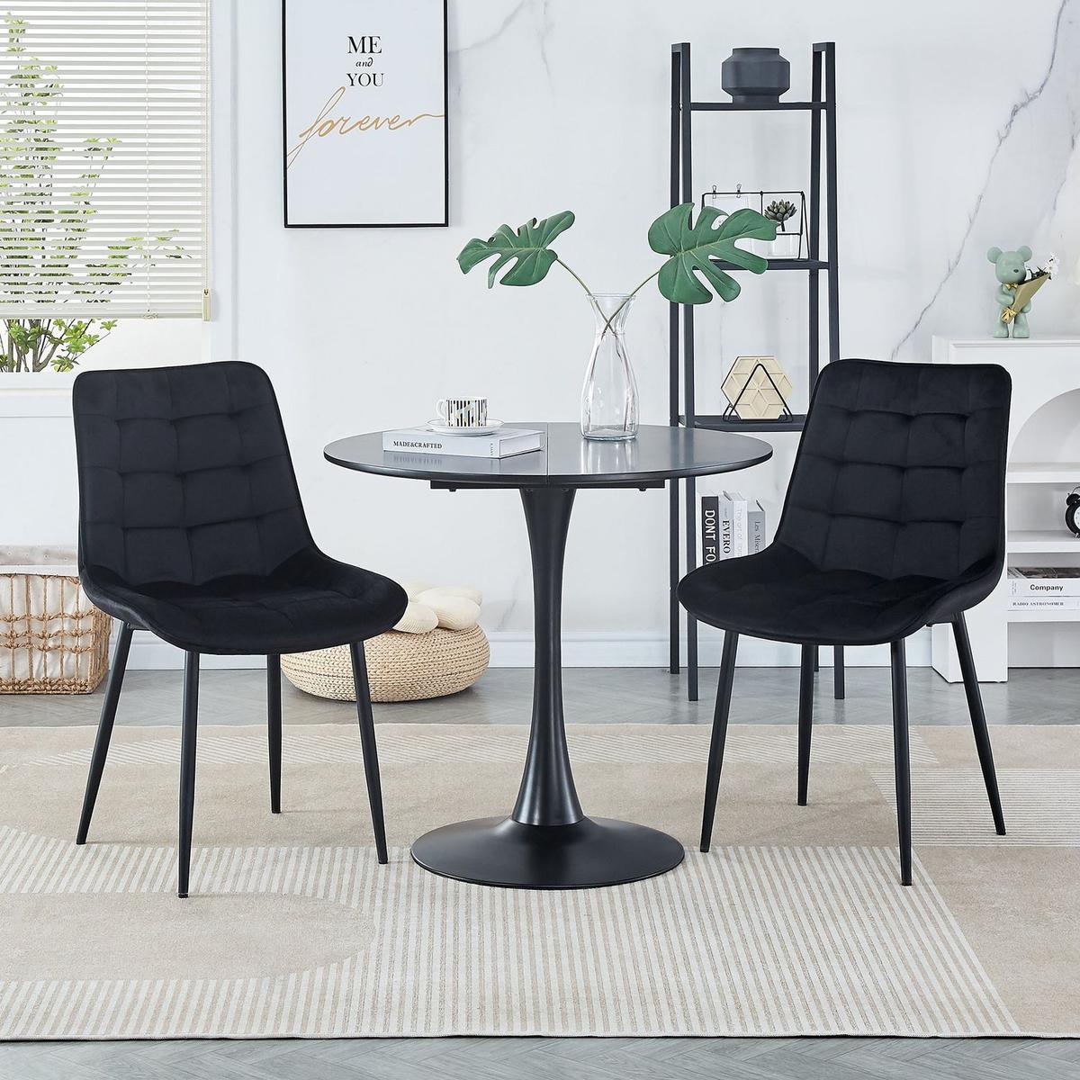 Dining Chair 2PCS (BLACK), Modern style, New technology, Suitable for restaurants, cafes, taverns, offices, living rooms, reception rooms