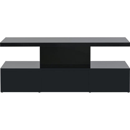 Modern Glossy Coffee Table With Drawer, 2-Tier Rectangle Center Table with Plug-in 16 colors LED lighting for Living room, 39.3" x19.6" x15.3"