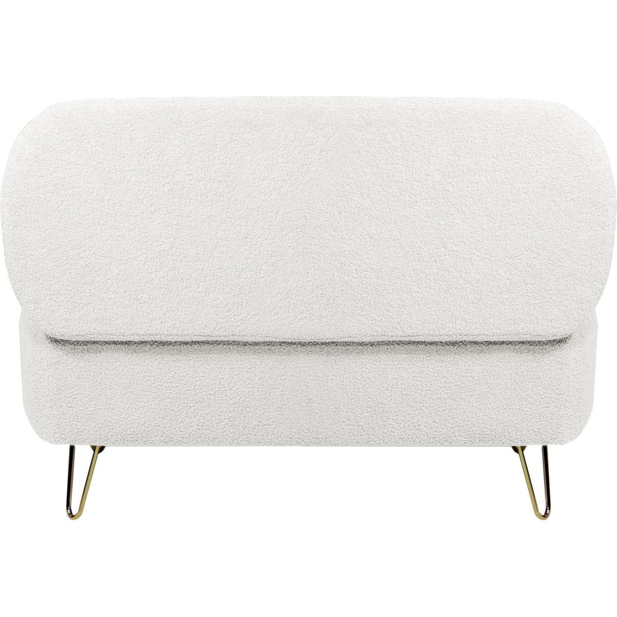 Ivory White Storage Ottoman Bench for End of Bed Gold Legs, Modern Ivory White Faux Fur Entryway Bench Upholstered Padded with Storage for Living Room Bedroom