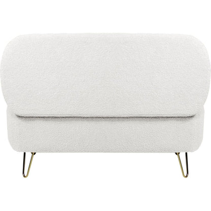 Ivory White Storage Ottoman Bench for End of Bed Gold Legs, Modern Ivory White Faux Fur Entryway Bench Upholstered Padded with Storage for Living Room Bedroom