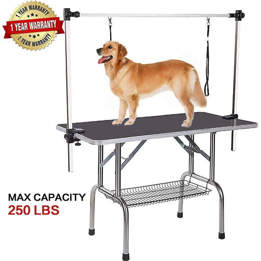 Professional Dog Pet Grooming Table Large Adjustable Heavy Duty Portable w/Arm & Noose & Mesh Tray