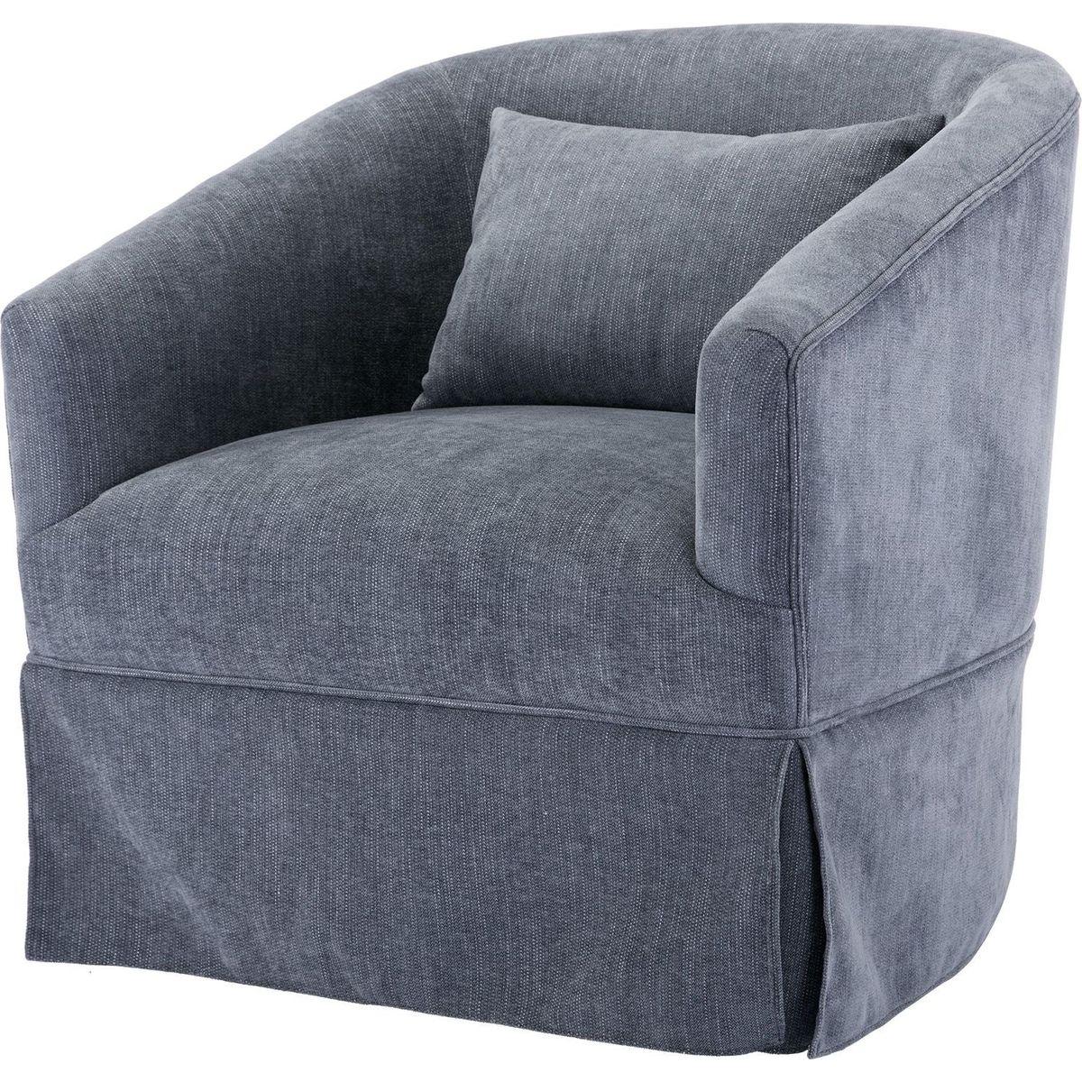 degree Swivel Accent Armchair Linen Blend Grey