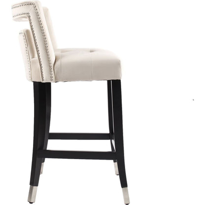 Suede Velvet Barstool with nailheads Dining Room Chair 2 pcs Set - 26 inch Seater height