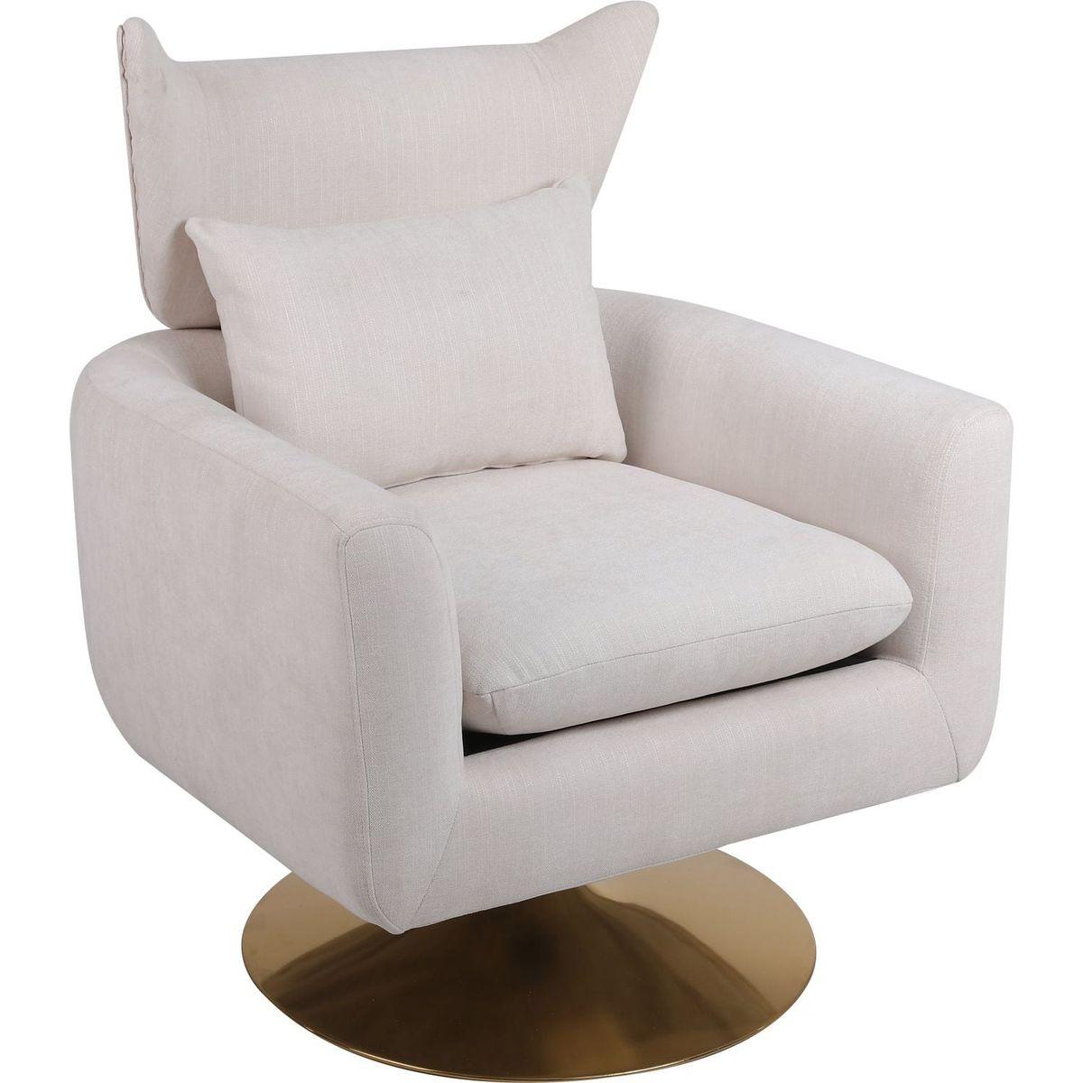 Classic Mid-Century 360-degree Swivel Accent Chair, Beige Linen