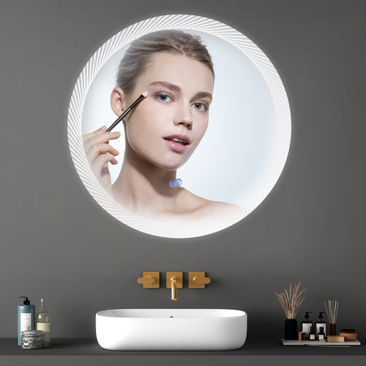 24 Inch Switch-Held Memory LED Mirror, Wall-Mounted Vanity Mirrors, Bathroom Anti-Fog Mirror, Dimmable Bathroom Mirror