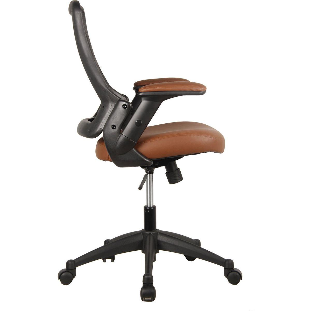 Mid-Back Mesh Task Office Chair with Height Adjustable Arms, Brown