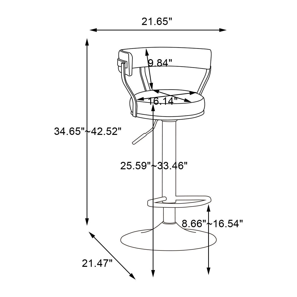 Bar Stools with Back and Footrest Counter Height Dining Chairs (1PCS/CTN)