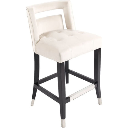 Suede Velvet Barstool with nailheads Dining Room Chair 2 pcs Set - 26 inch Seater height