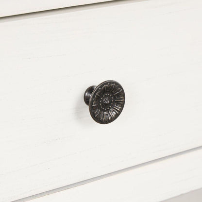 48" Solid Pine Wood Top Console Table, Modern Entryway Sofa Side Table with 3 Storage Drawers and 2 Shelves. Easy to Assemble (Antique White+ Brown Top)