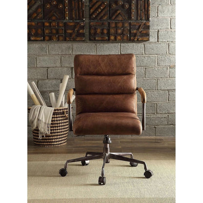 Harith Office Chair in Retro Brown Top Grain Leather