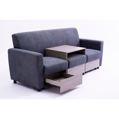 double armrests with coffee table and drawers 77.9" gray chenille living room apartment studio sofa