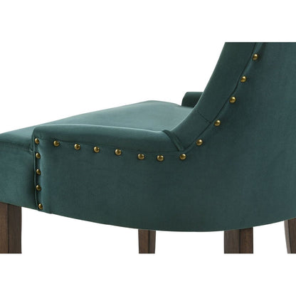 Farren Side Chair, Green Velvet & Espresso Finish