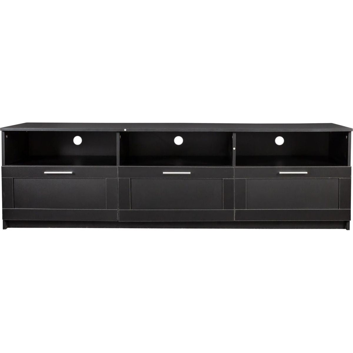 Black modern minimalist TV cabinet 80 inch TV stand, open locker Living Room Bedroom