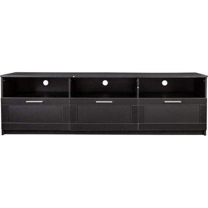 Black modern minimalist TV cabinet 80 inch TV stand, open locker Living Room Bedroom