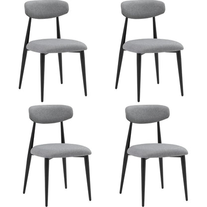 (Set of 4) Modern Dining Chairs, Curved Backrest Round Upholstered and Metal Frame, Grey