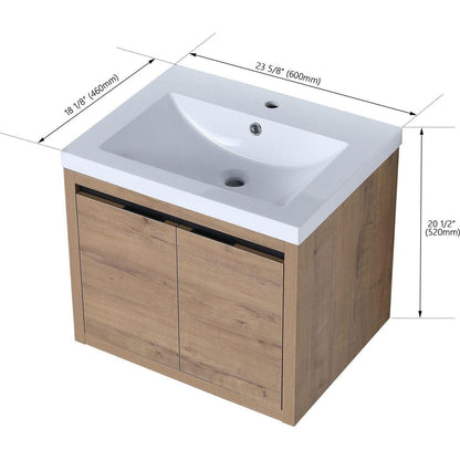 Bathroom Cabinet With Sink, Soft Close Doors, Float Mounting Design, 24 Inch For Small Bathroom, 24x18