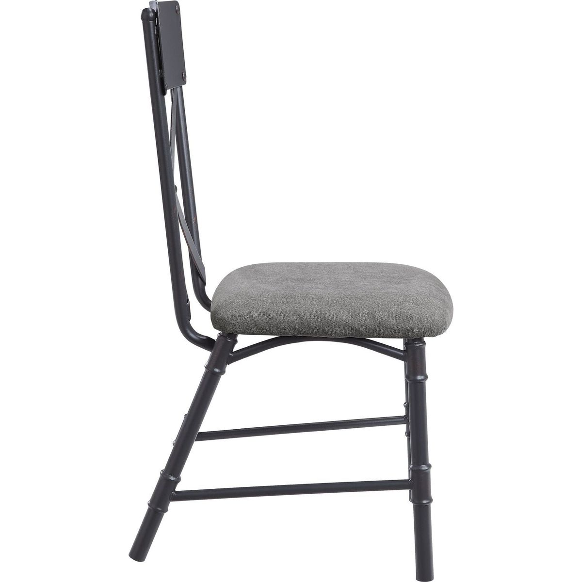 Edina Side Chair (Set-2), Gray Fabric, Oak & Sandy Black Finish