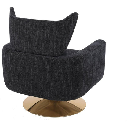 Classic Mid-Century 360-degree Swivel Accent Chair, Black Linen