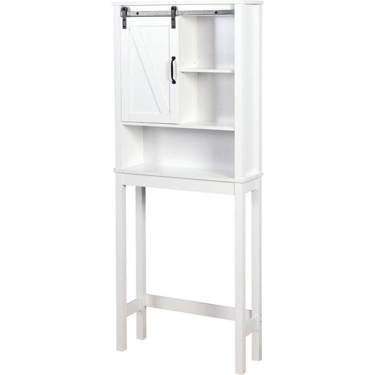 Over-the-Toilet Storage Cabinet, Space-Saving Bathroom Cabinet, with Adjustable Shelves and A Barn Door 27.16 x 9.06 x 67 inch